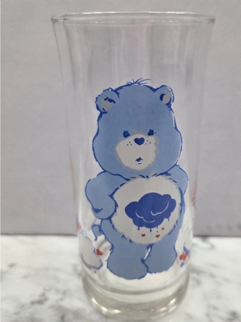 Blue Care Bear Grumpy Bear Glass Tumbler